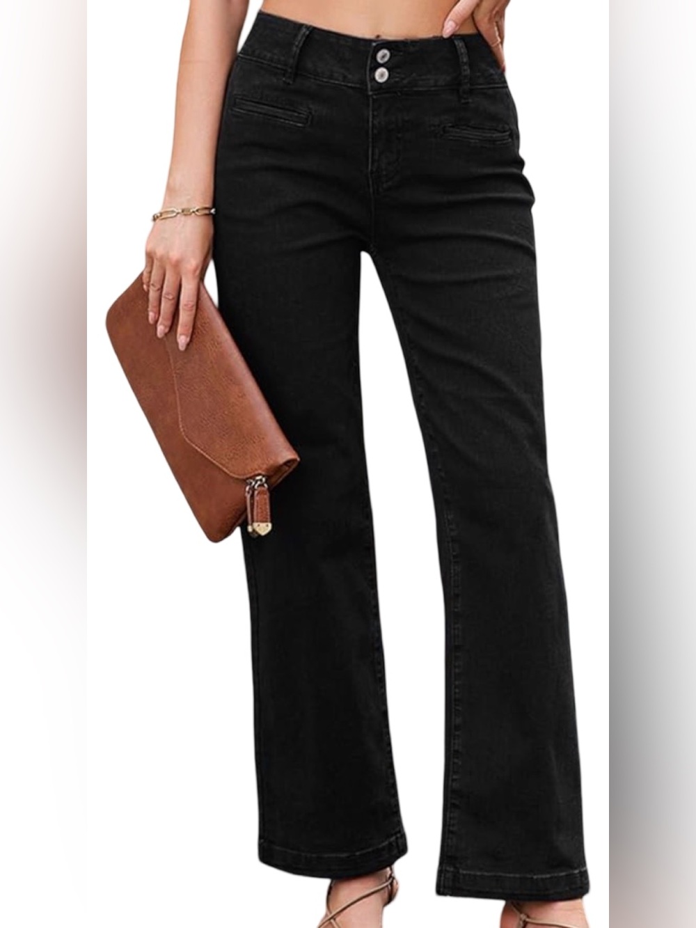 Sidefeel Jeans High Waisted Straight Leg Stretchy, loose wide legs, size 10